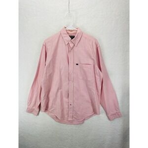 Ralph Lauren‎ Jeans Co, Men's Pink White Stripe Button-Up Shirt Size Medium